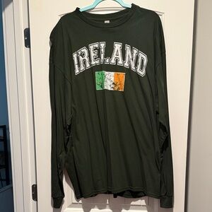 Gildan Dark Green "Ireland" Long Sleeve Tee with Irish Flag